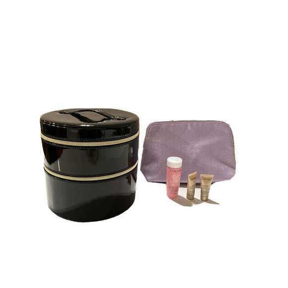 Lancome Leather Makeup Organizer 3 tier With Zipper and Makeup Case and Eyecream - Picture 2 of 9